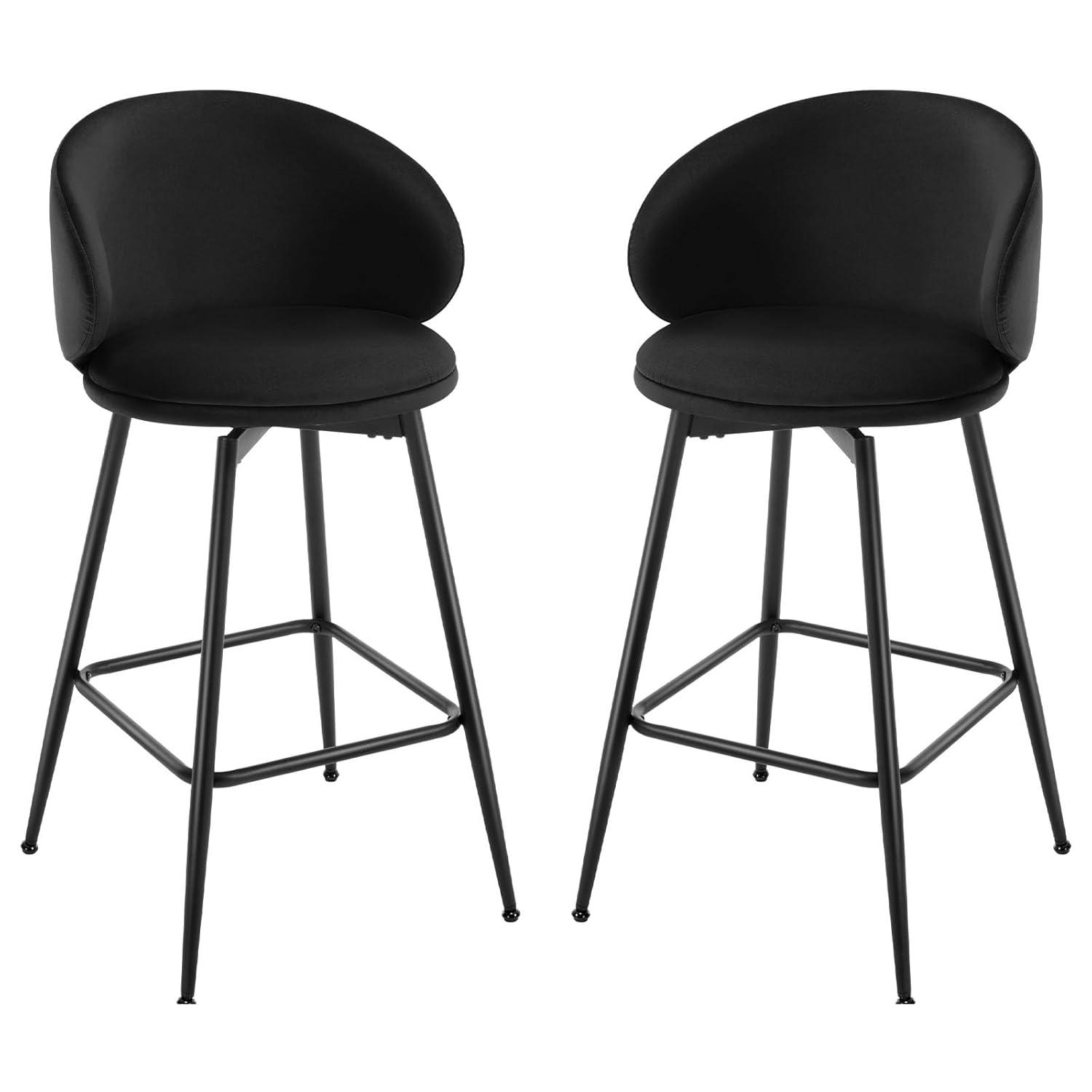 Corrigan Studio® Swivel Upholstered Counter Height Bar Stools (Set of 2)