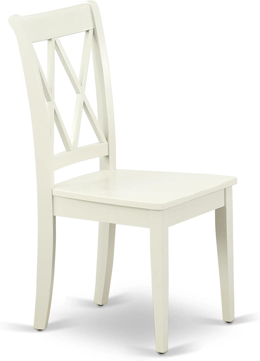 East West Furniture Antique 3-piece Dining Set with X-back Chair in Linen White