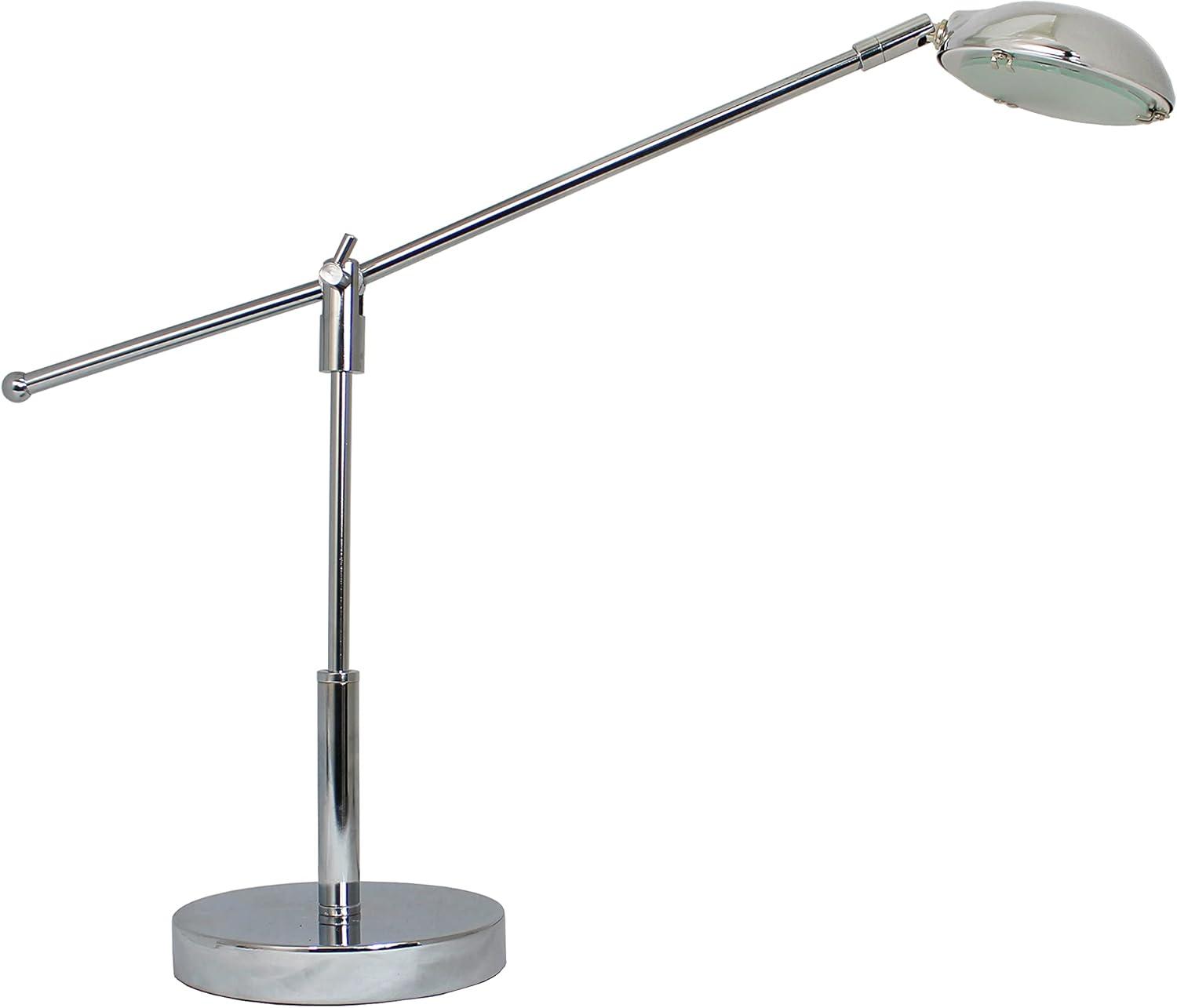 3W Balance Arm Chrome Desk Lamp with Swivel Head Silver (Includes LED Light Bulb) - Simple Designs: Adjustable, ETL Listed, for Office & Dorm