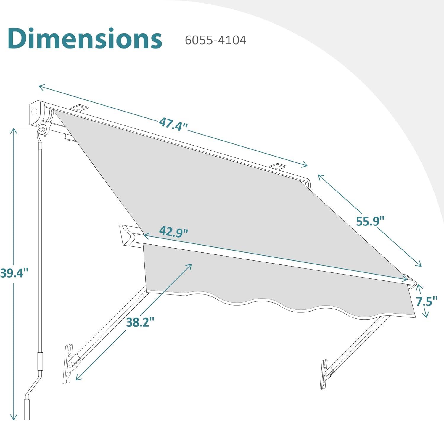 Polyester Cover Retractable Patio Window Awning, Fully Assembled Manual Retractable Sunshade Canopy