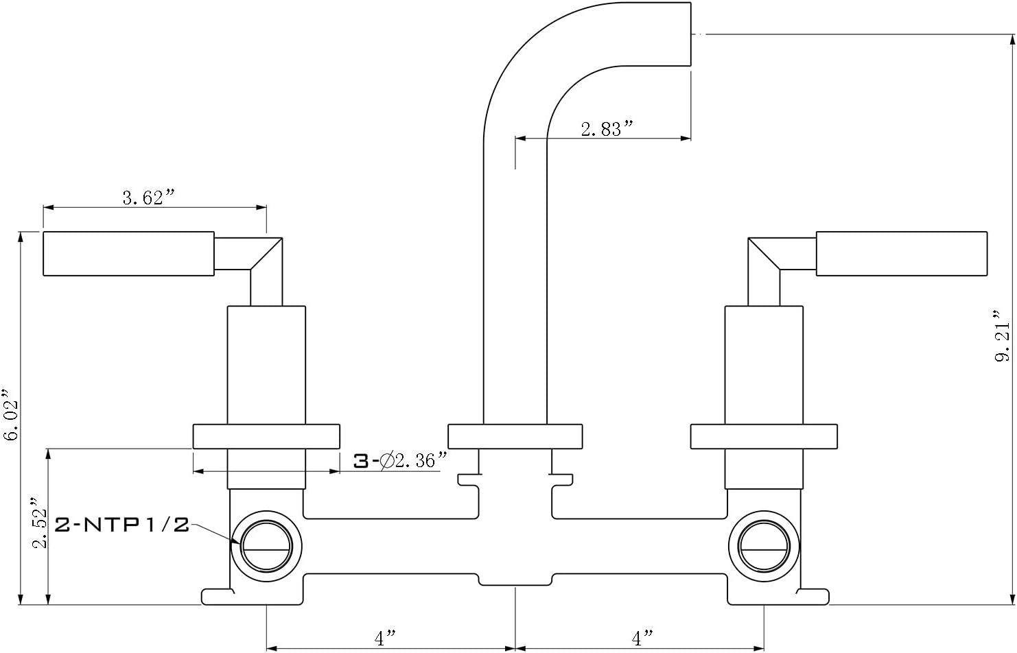 10.08" Widespread Bathroom Faucet 3 Hole, 2-handle Bathroom Sink Faucet with Drain Assembly