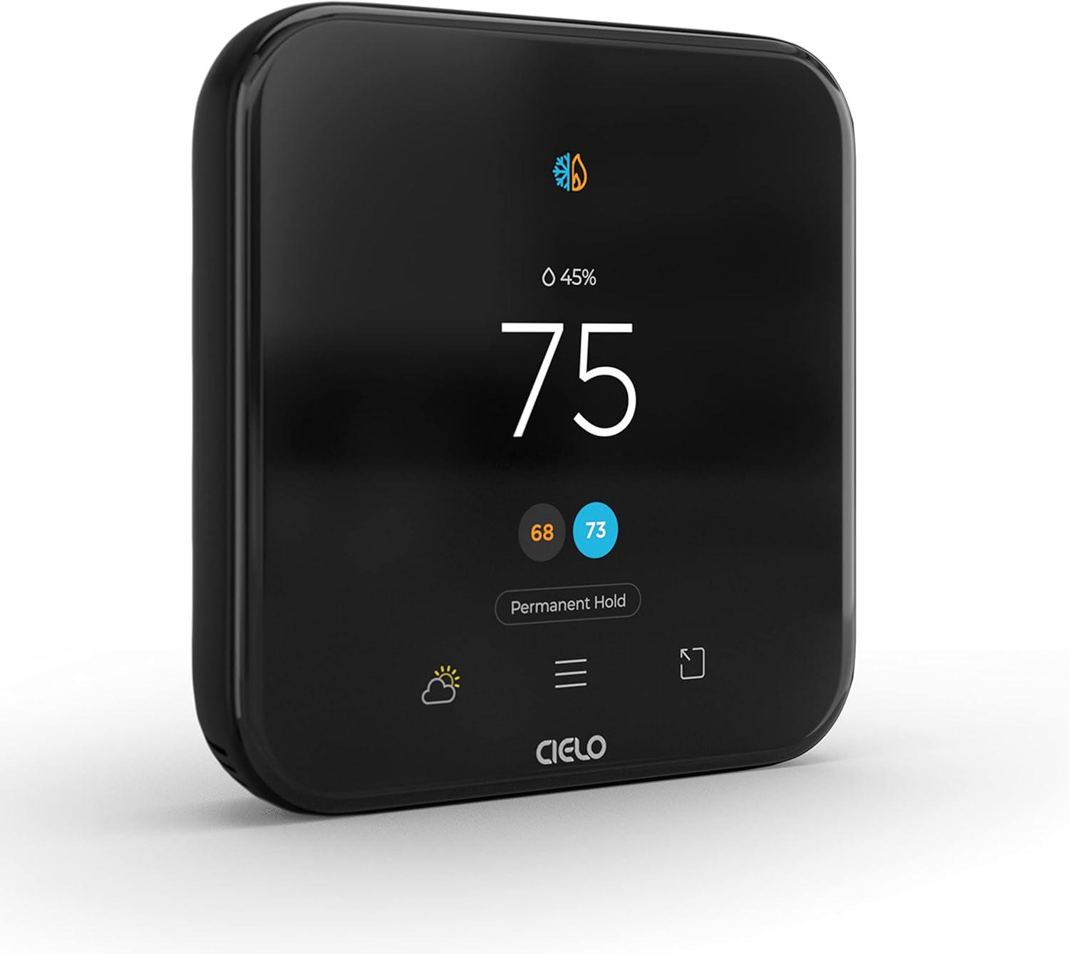 Cielo Black Square Smart Touchscreen Thermostat with Voice Control