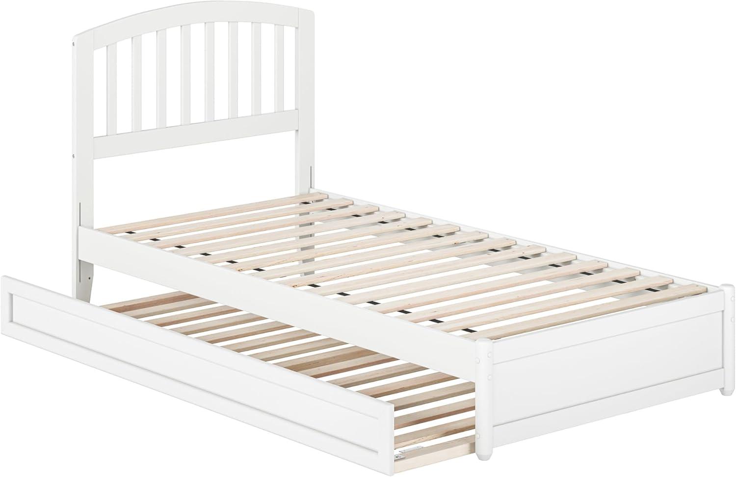 Lucia Twin XL Wood Platform Bed with Panel Footboard & Twin XL Trundle in White