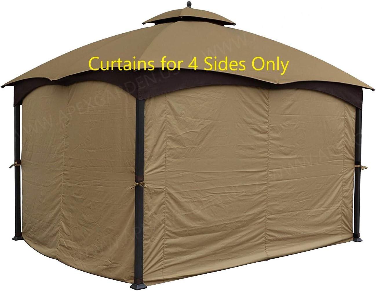 Beige Polyester Privacy Curtain Set for 10' x 12' Gazebo