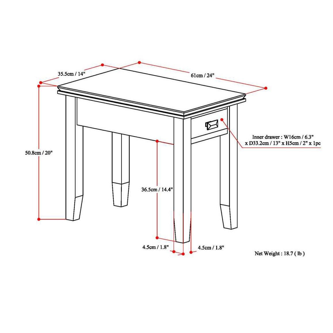 Lark Manor™ Solid Wood Transitional Narrow Side Table with Drawer