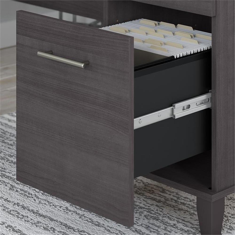 Bush Furniture Somerset 72" L Shaped Desk with Storage, Storm Gray