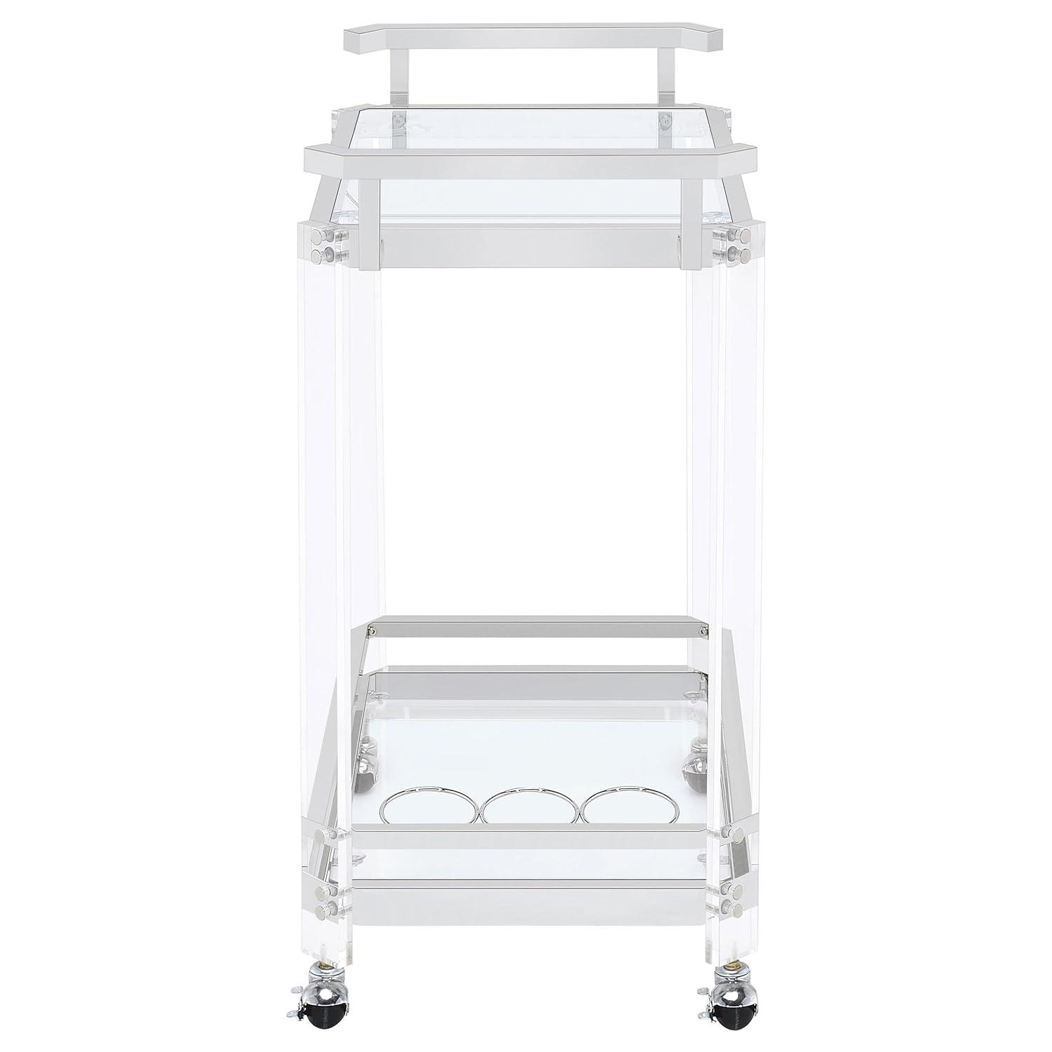 2-tier Glass Serving Cart Clear
