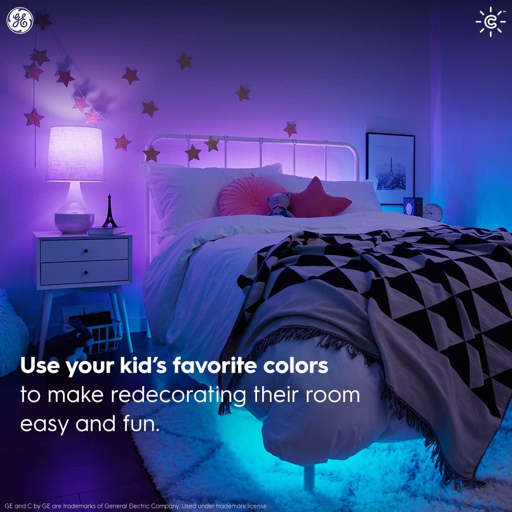 GE Cync A19 Smart LED Light Bulb, Color Changing Indoor Decor Lights, 60 Watts, Medium Base, 2pk