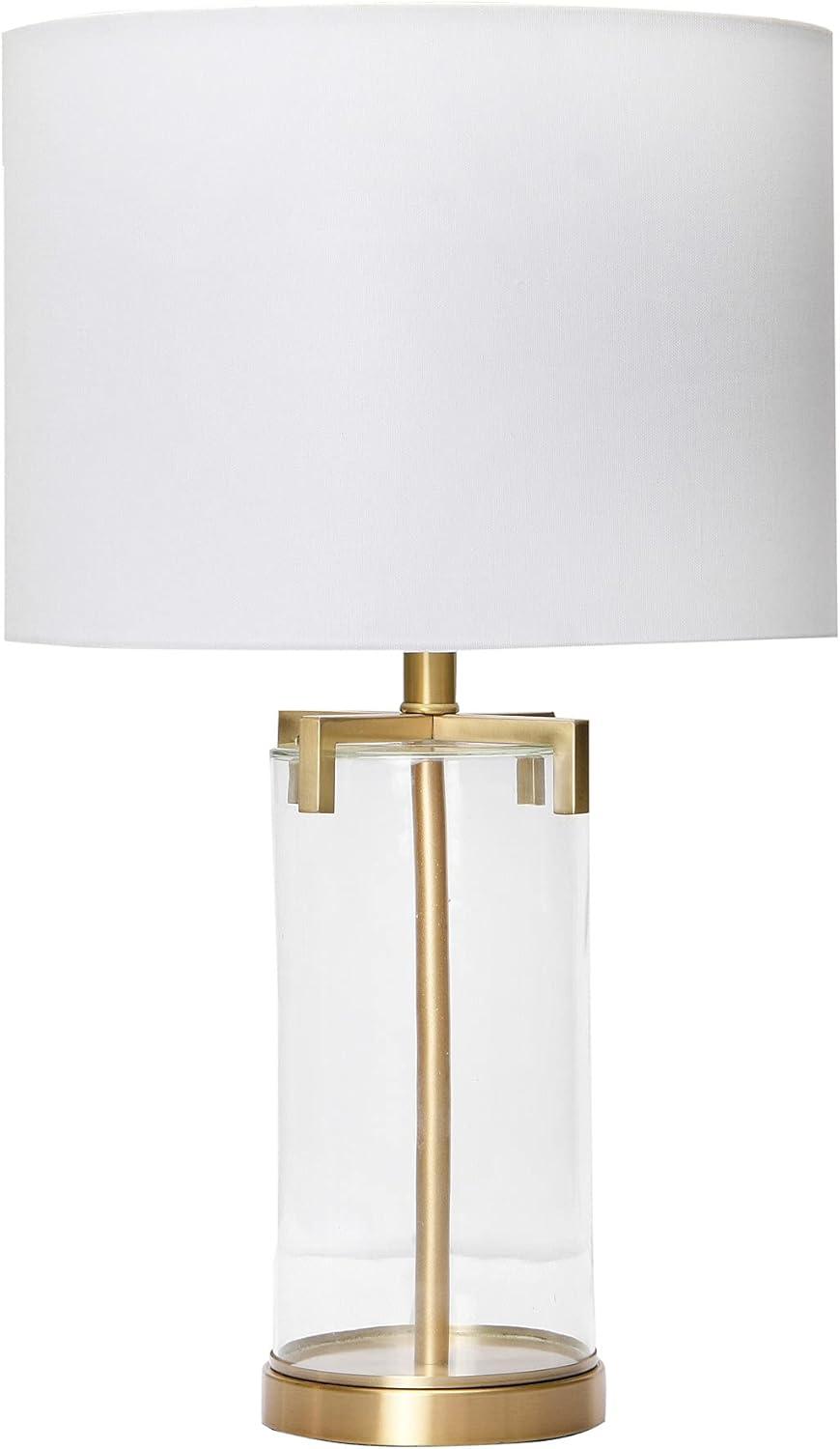 Edison 26.5" White Drum Shade Glass Table Lamp with Gold Accents