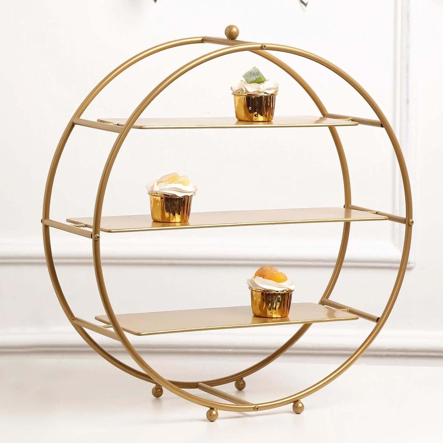 Efavormart 21" Gold Metal Tiered Cupcake Stand 3 Tier Dessert Stand Cupcake Holder