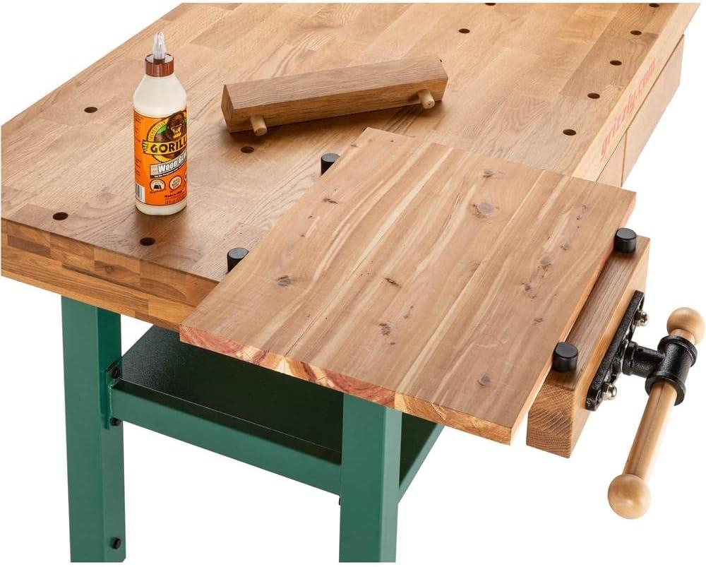 Grizzly T10157 Heavy-Duty Oak Workbench with Steel Legs