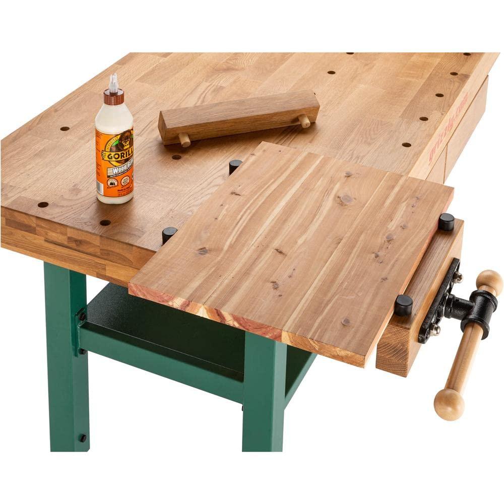 Grizzly T10157 Heavy-Duty Oak Workbench with Steel Legs