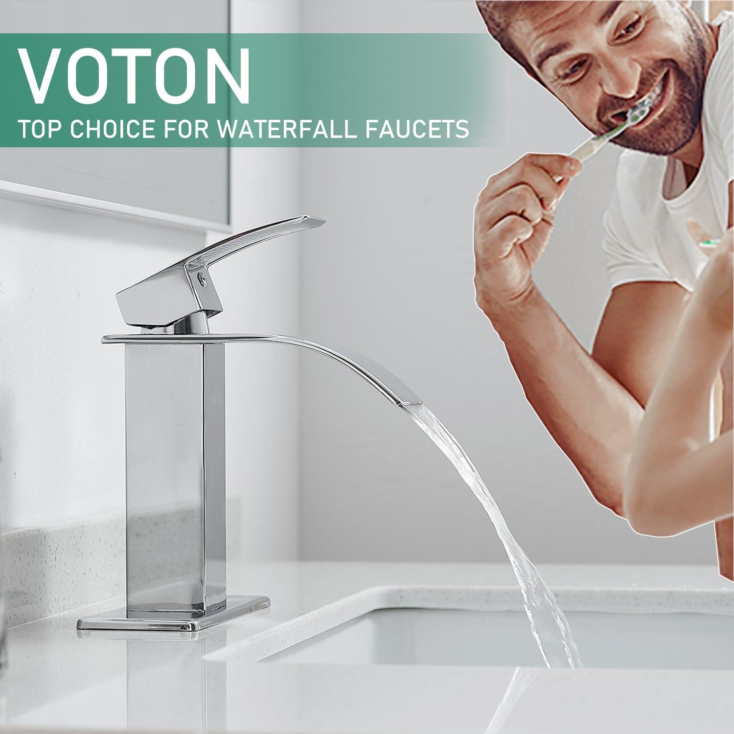 Chrome Modern Waterfall Single Handle Bathroom Faucet