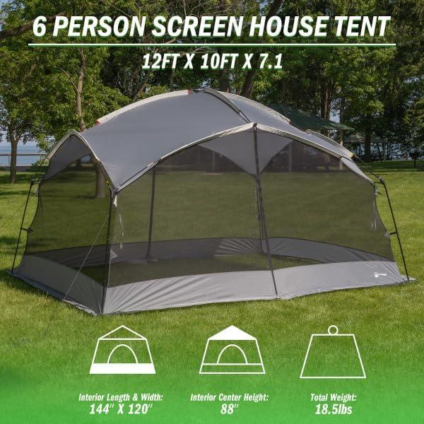 Wakeman Outdoors 12x10 Pop Up Canopy Screen Tent with Mosquito Net for Camping or Parties, Navy