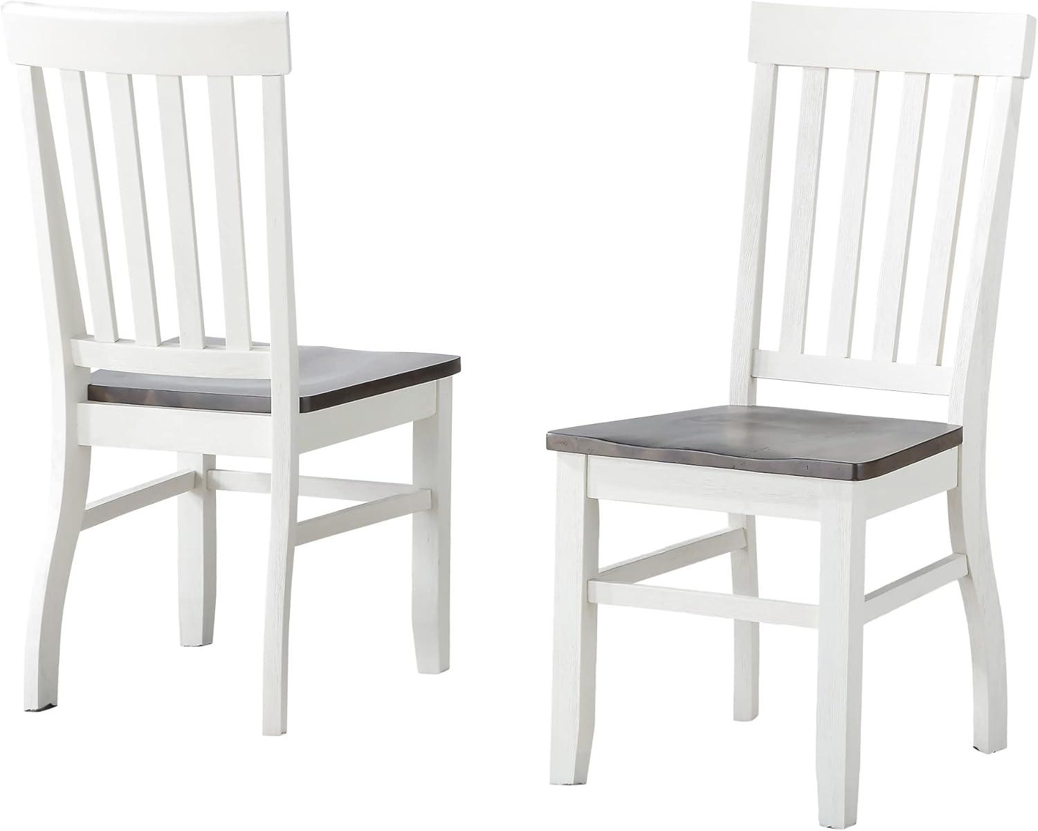 Ivory and Driftwood Transitional Slat Back Side Chair Set