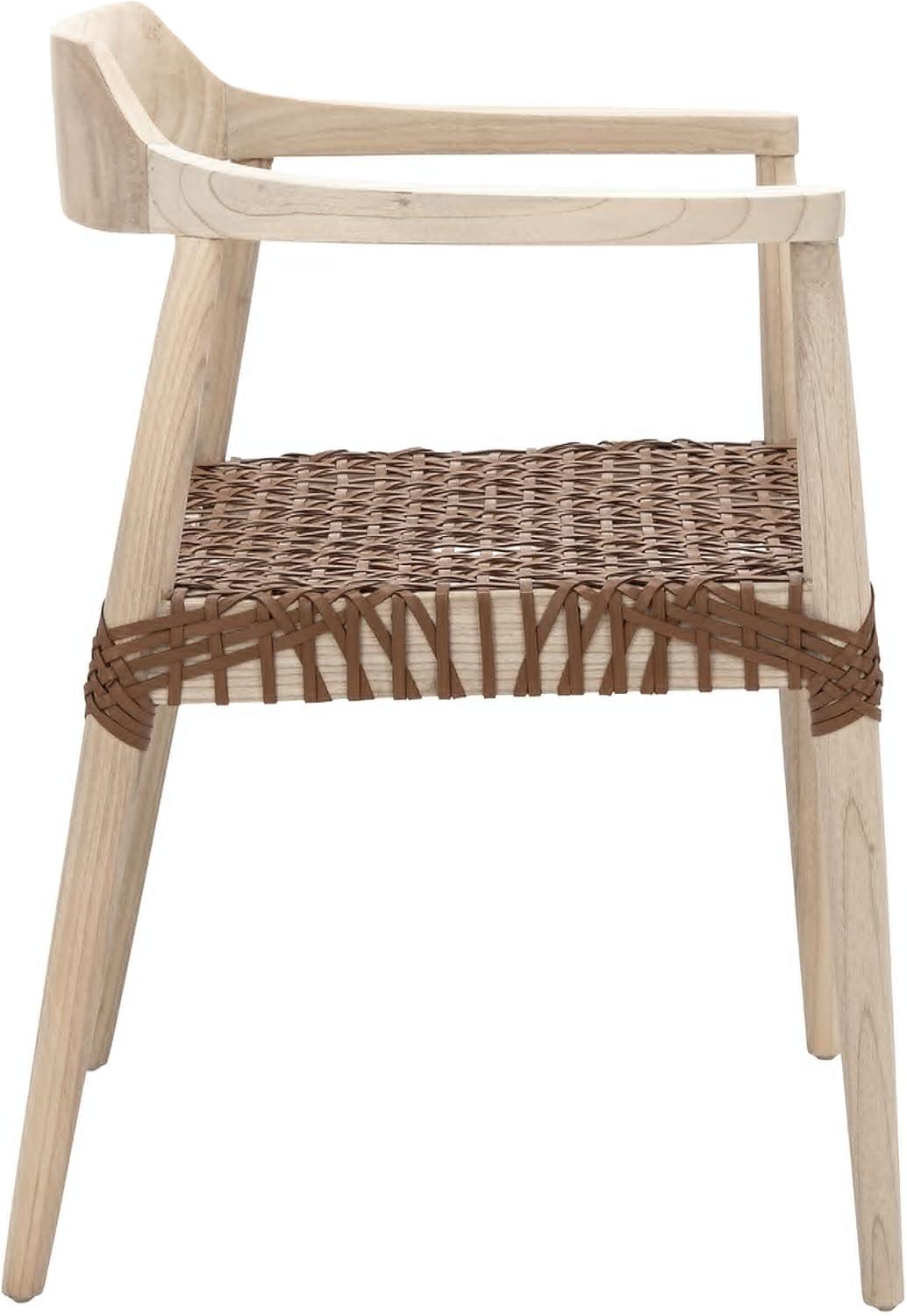 Munro Leather Woven Accent Chair  - Safavieh