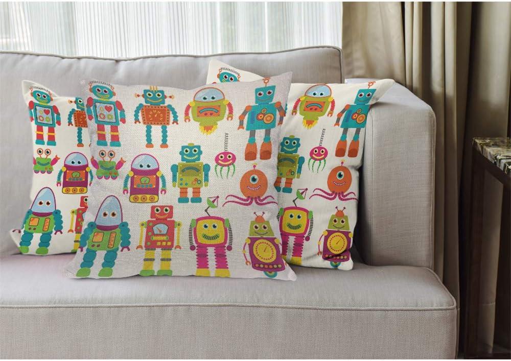 EKOBLA Watercolor Cactus Throw Pillow Cover Green Plants Succulent on Desert Exotic Blossom Cozy Square Cushion Case for Men Women Boys Girls Room Home Decor Cotton Linen 18x18 Inch