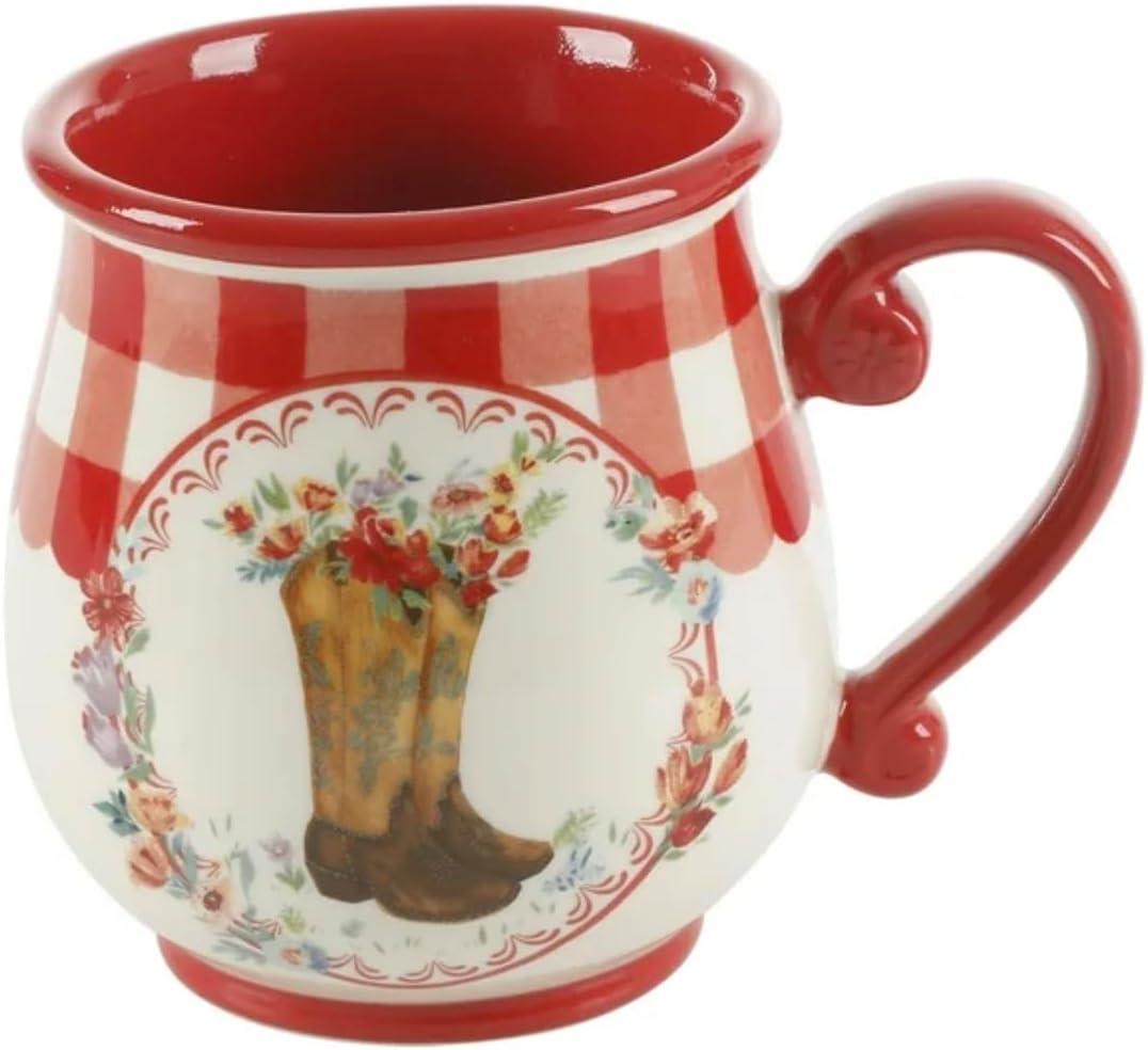 The Pioneer Woman Novelty Gingham 16 oz Multi-Color Stoneware Mugs, Set of 4
