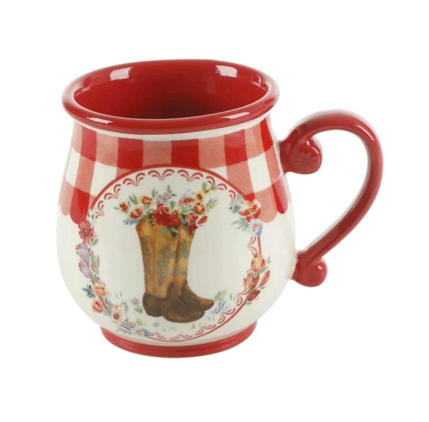 The Pioneer Woman Novelty Gingham 16 oz Multi-Color Stoneware Mugs, Set of 4