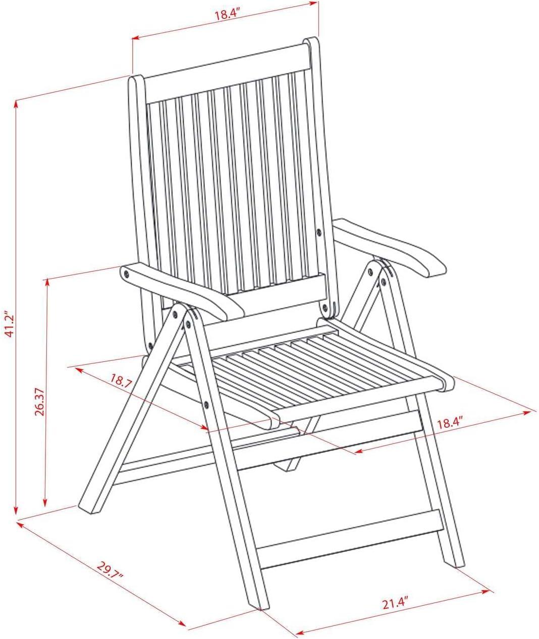 East West Furniture  3-Piece Outdoor Bistro Table Set Consists of a Folding Camping Table & 2 Folding Camping Chairs Ideal for Garden, Terrace, Bistro