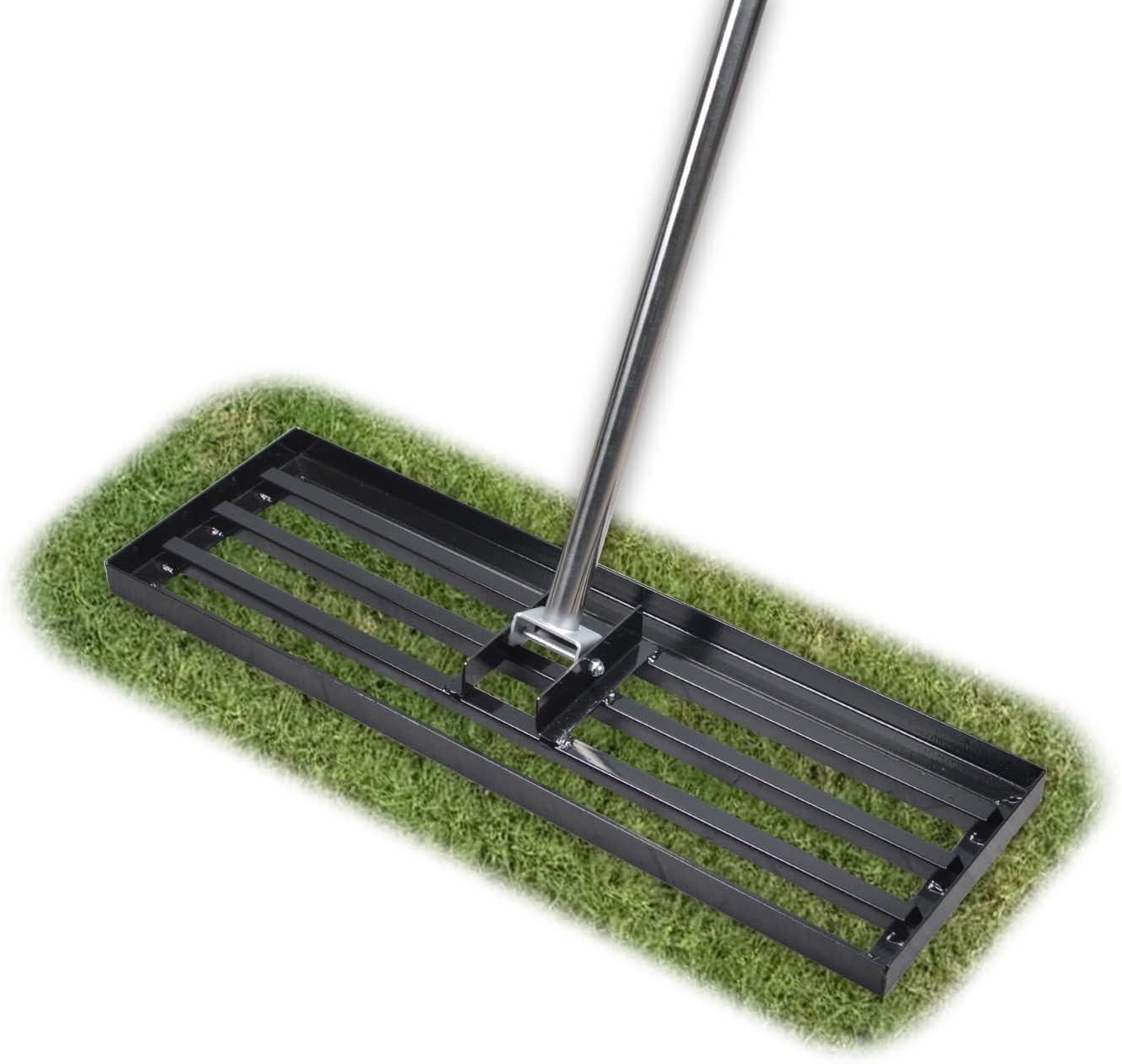 Heavy Duty Black Stainless Steel Lawn Leveling Rake with Adjustable Handle
