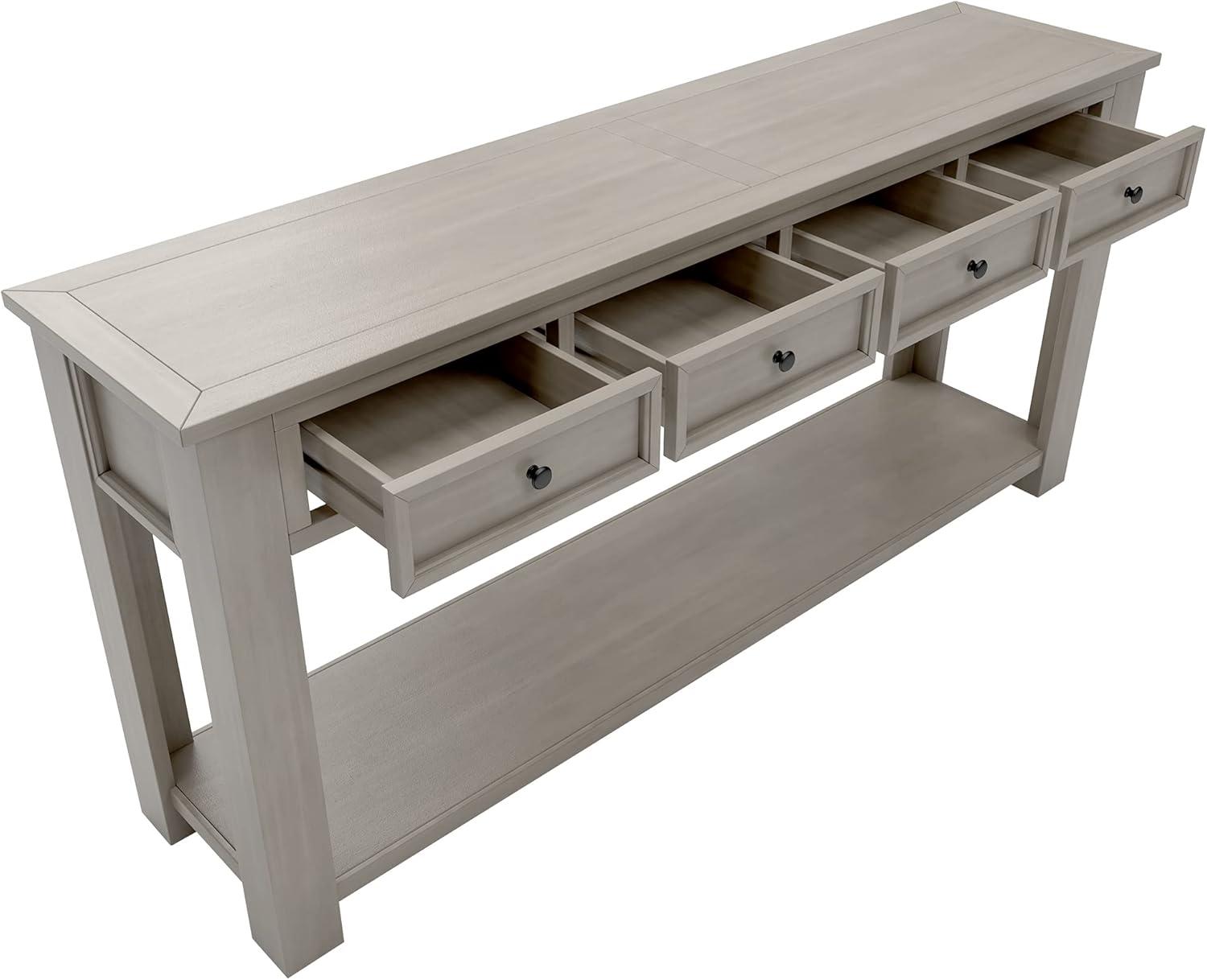 Console Table Hallway Sofa Entryway Side Table 63" Long Furniture with 4 Drawers and Bottom Shelf for Living Room Home Decor (Gray Wash)