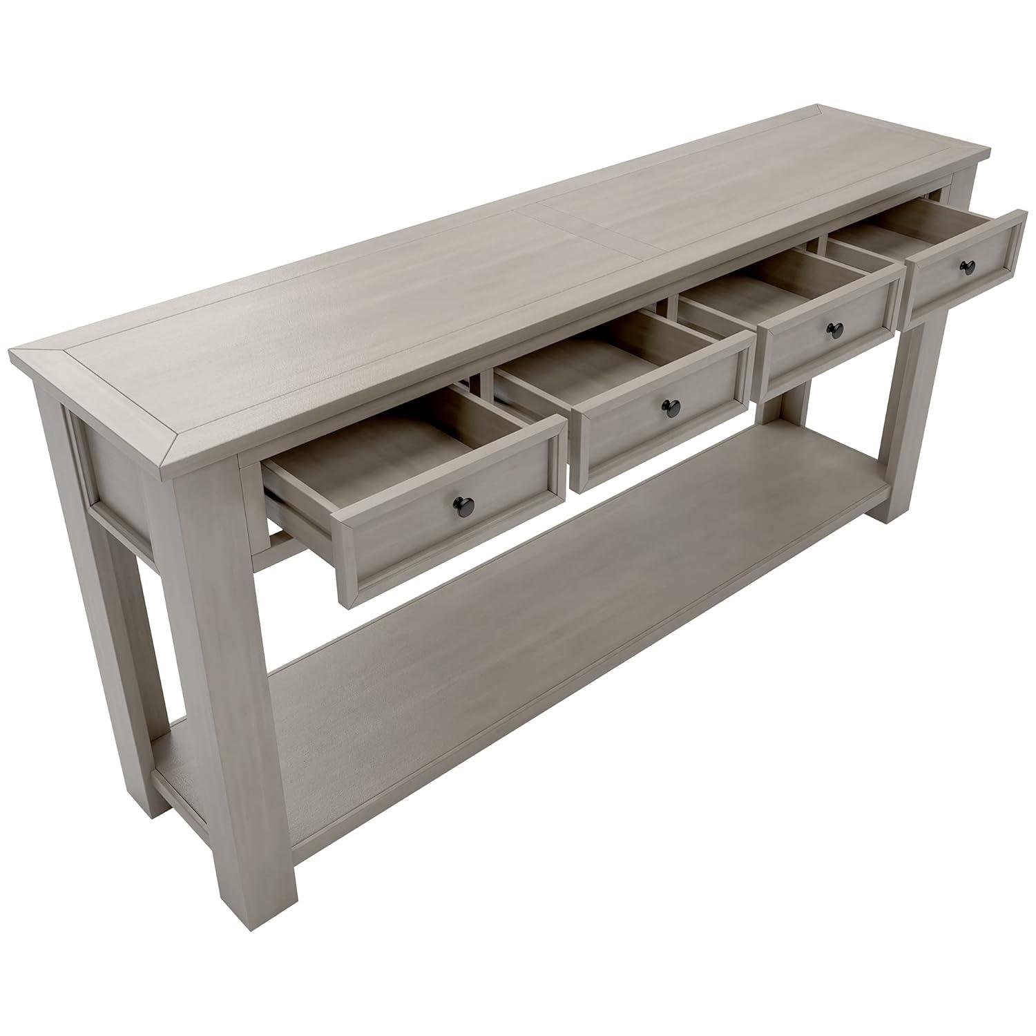 Console Table Hallway Sofa Entryway Side Table 63" Long Furniture with 4 Drawers and Bottom Shelf for Living Room Home Decor (Gray Wash)