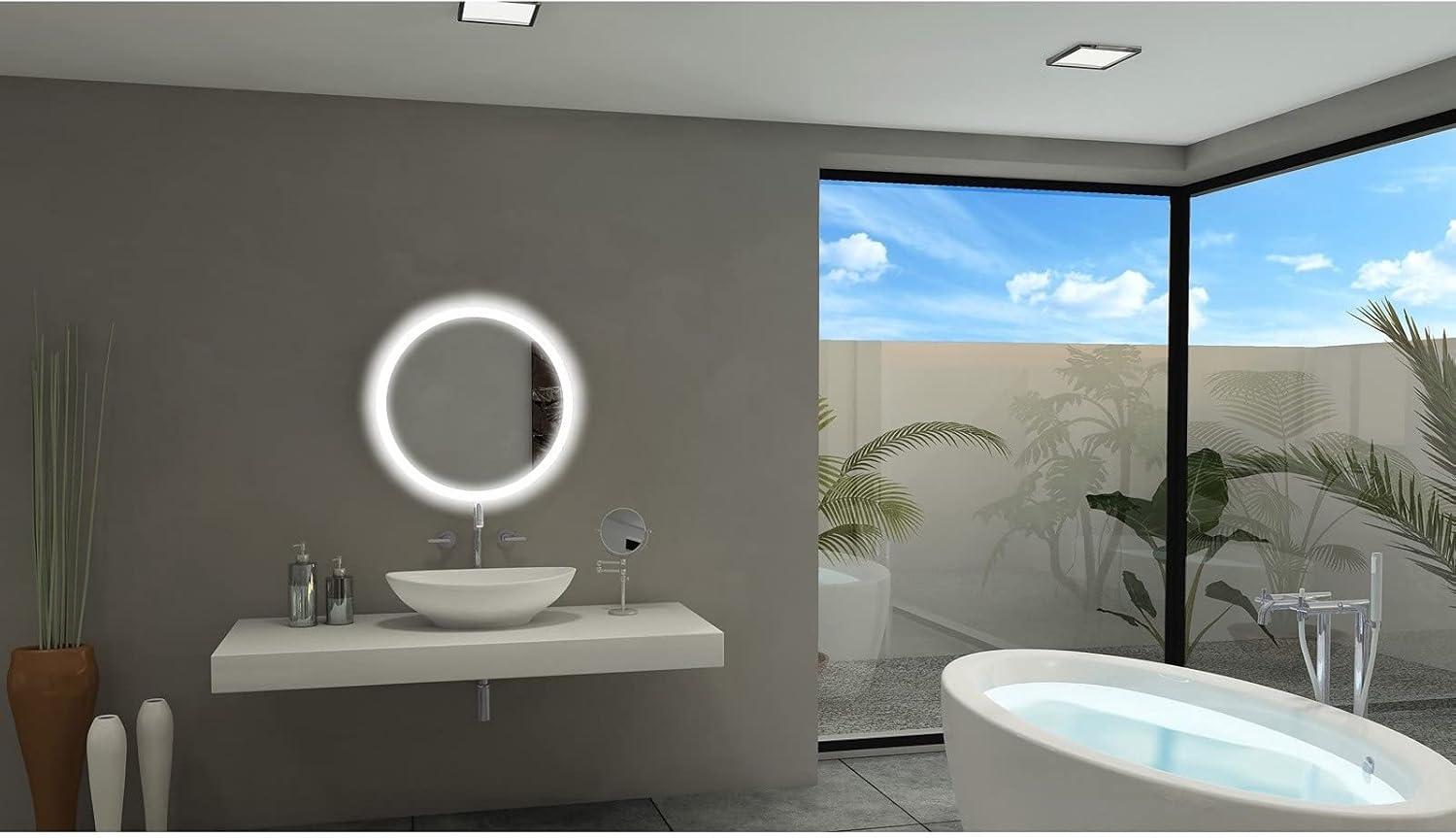 Paris Mirror 24 x 2 x 24 in. Round Mirror with 6000K LED Backlight