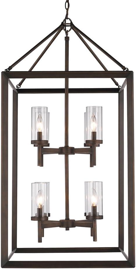 Golden Lighting Smyth 8-Light Pendant in Gunmetal Bronze with Clear Glass
