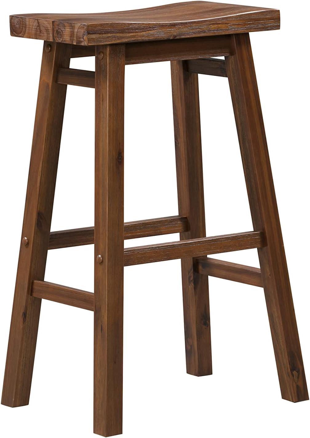 29" Sonoma Saddle Barstool Chestnut - Boraam: Solid Rubberwood, Wire-Brush Finish, Footrests