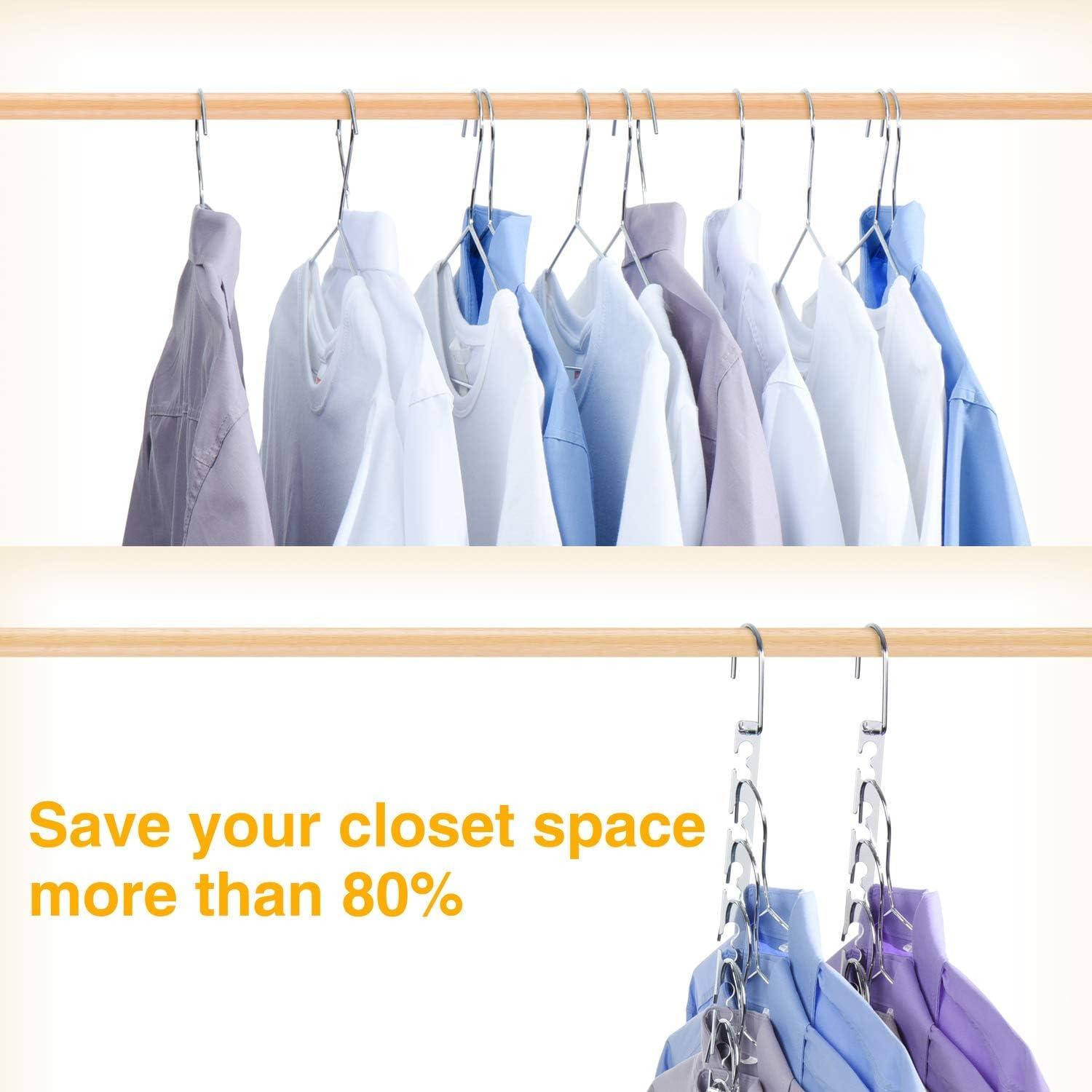 Stainless Steel Space Saving Multi Hanger Organizer, 6 Pack