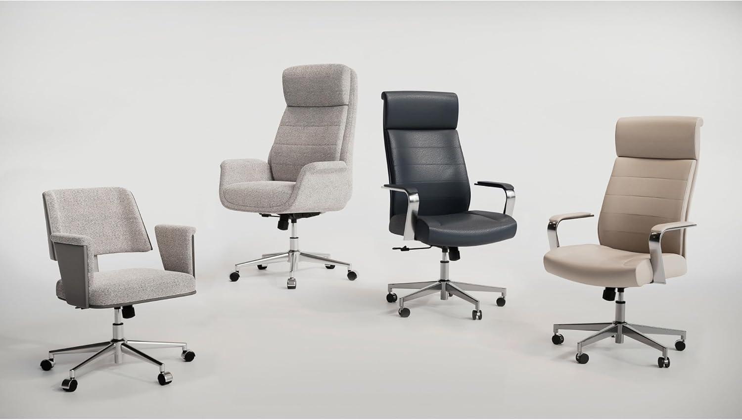 Orren Ellis Vegan Leather High-Back Executive Office Chair, Sand/Chrome, S