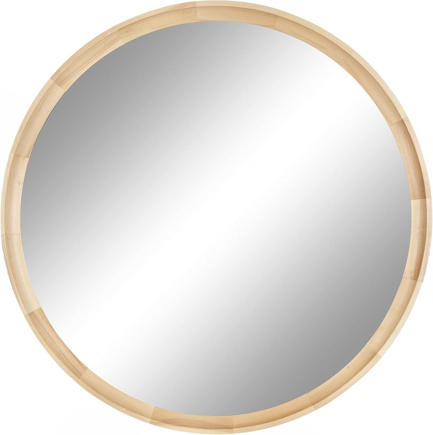 Kate and Laurel Hatherleigh Round Wood Wall Mirror