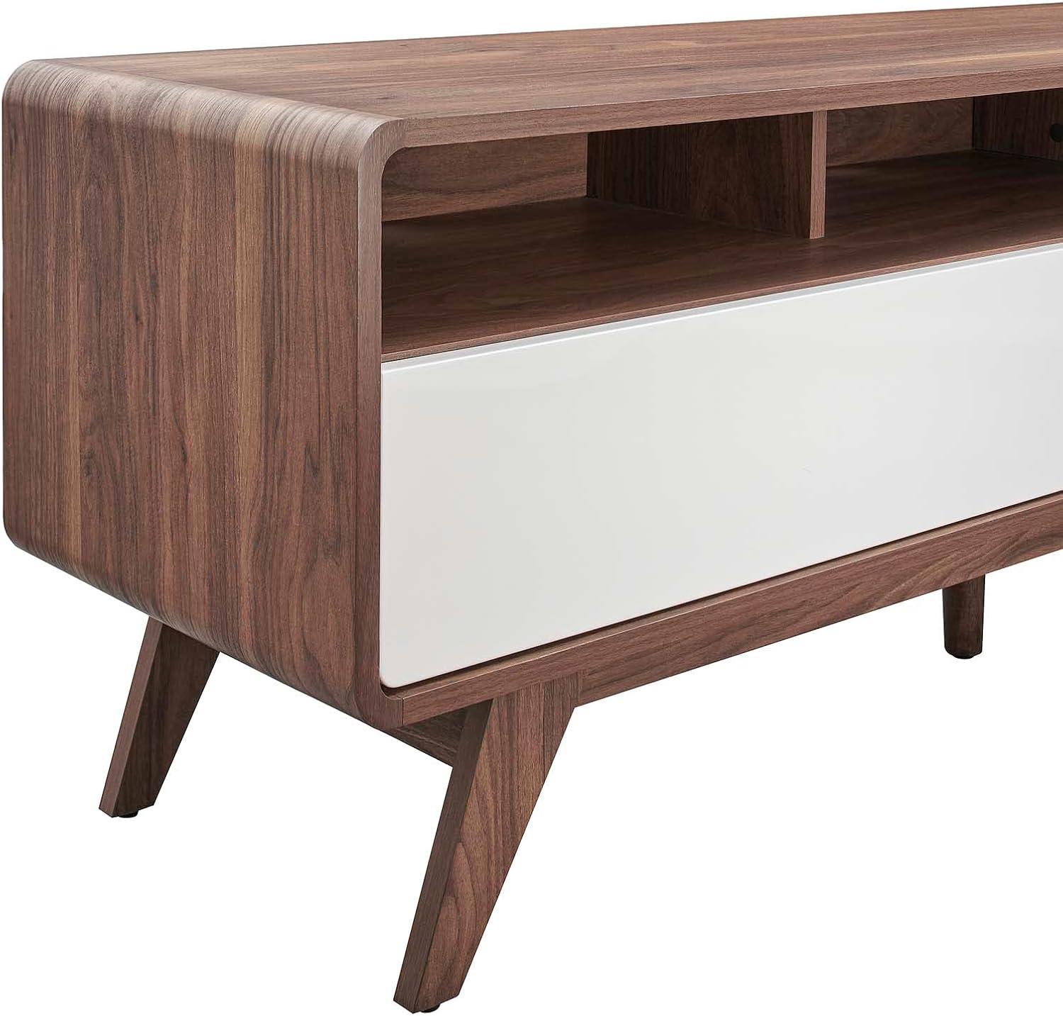 Walnut and White 60" Mid-Century Modern TV Stand