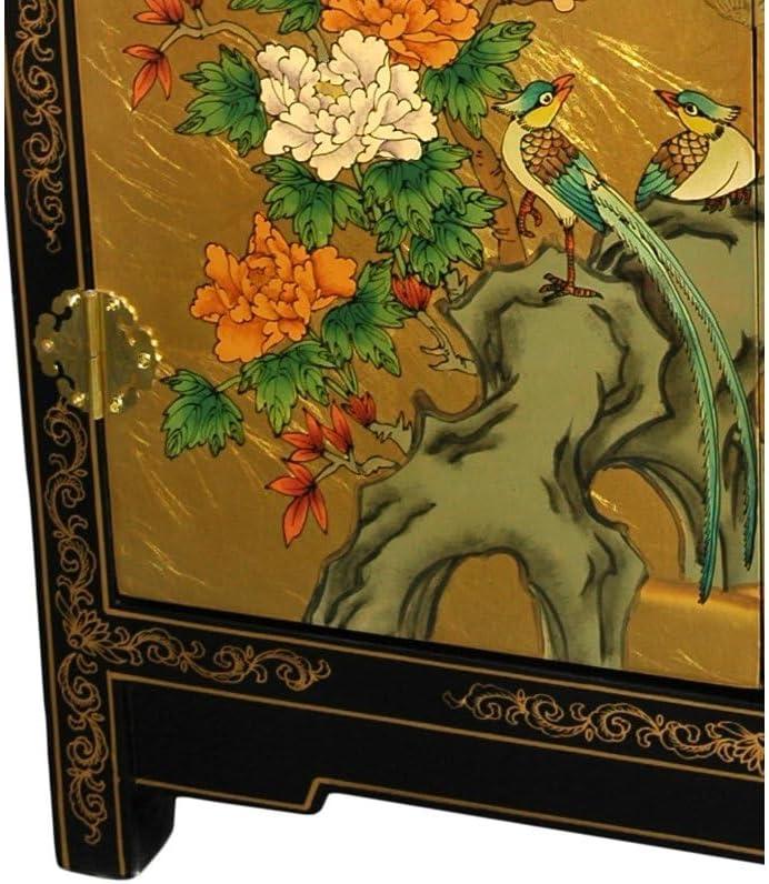 Oriental Furniture Gold Leaf Lacquer Cabinet