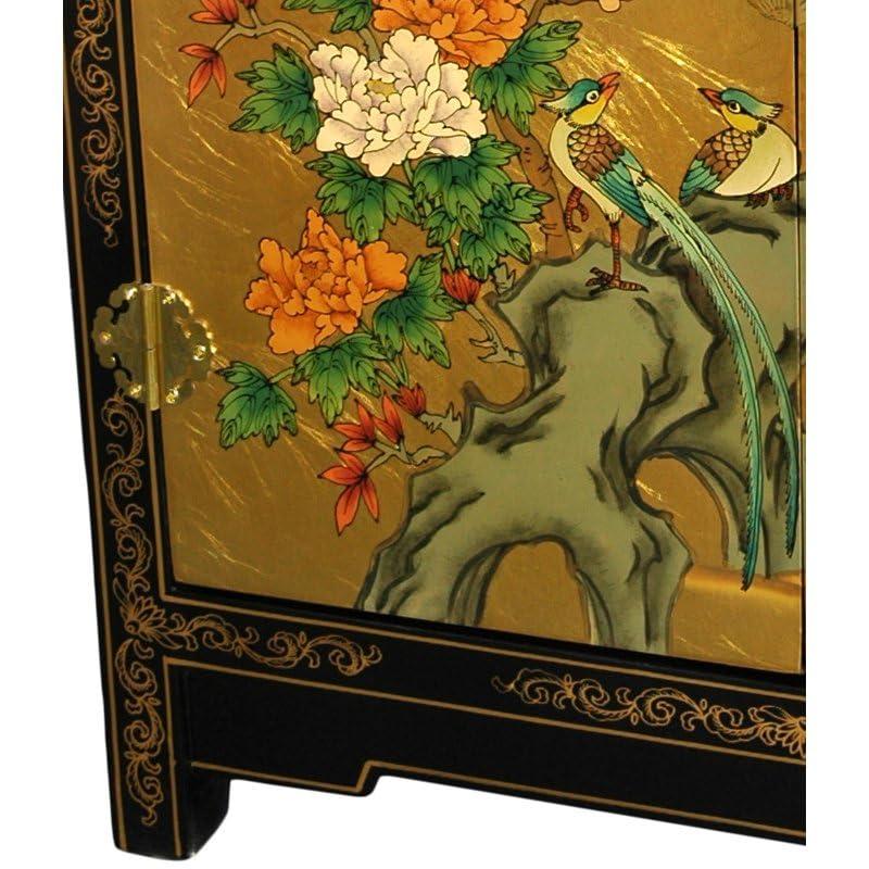 Oriental Furniture Gold Leaf Lacquer Cabinet