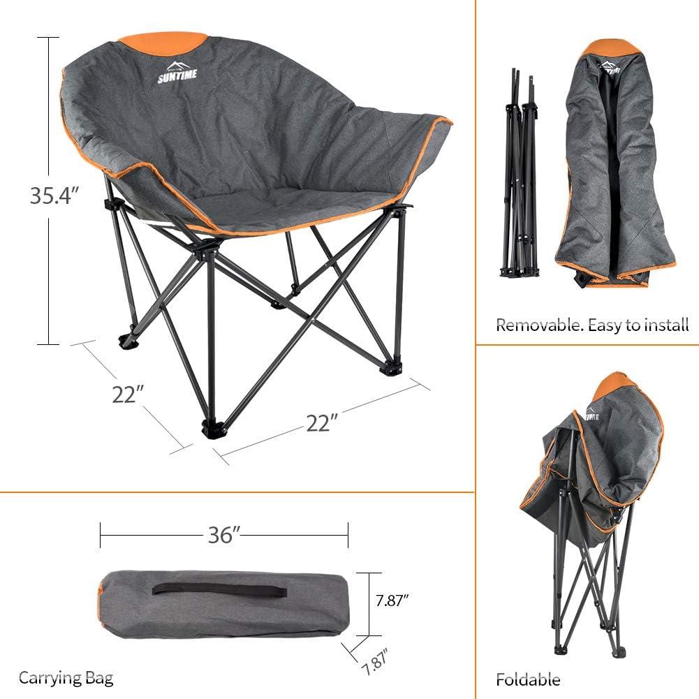 Oversized Gray and Orange Moon Saucer Camping Chair