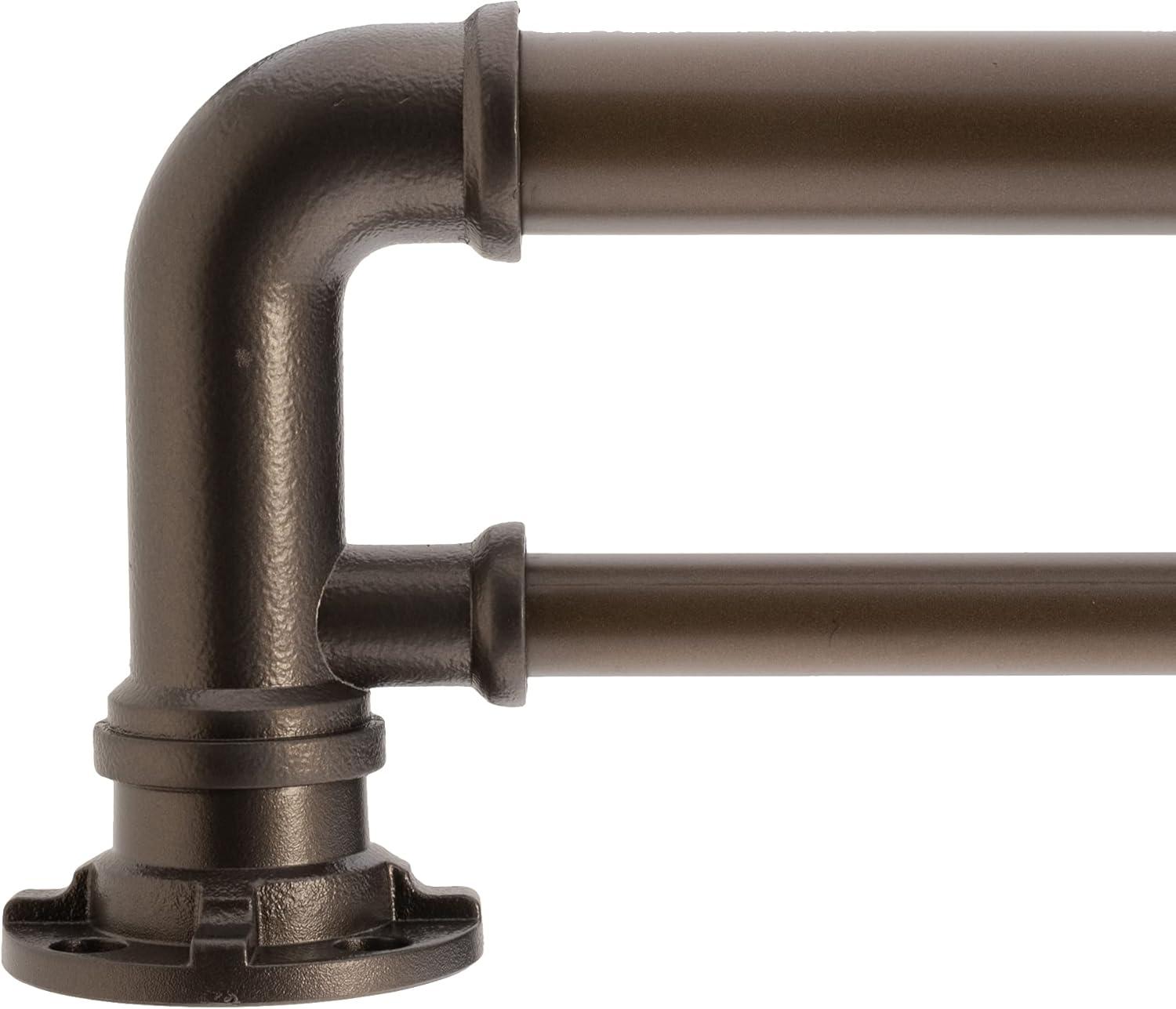 Dark Bronze Adjustable Double Curtain Rod with Finials, 18-36 Inches