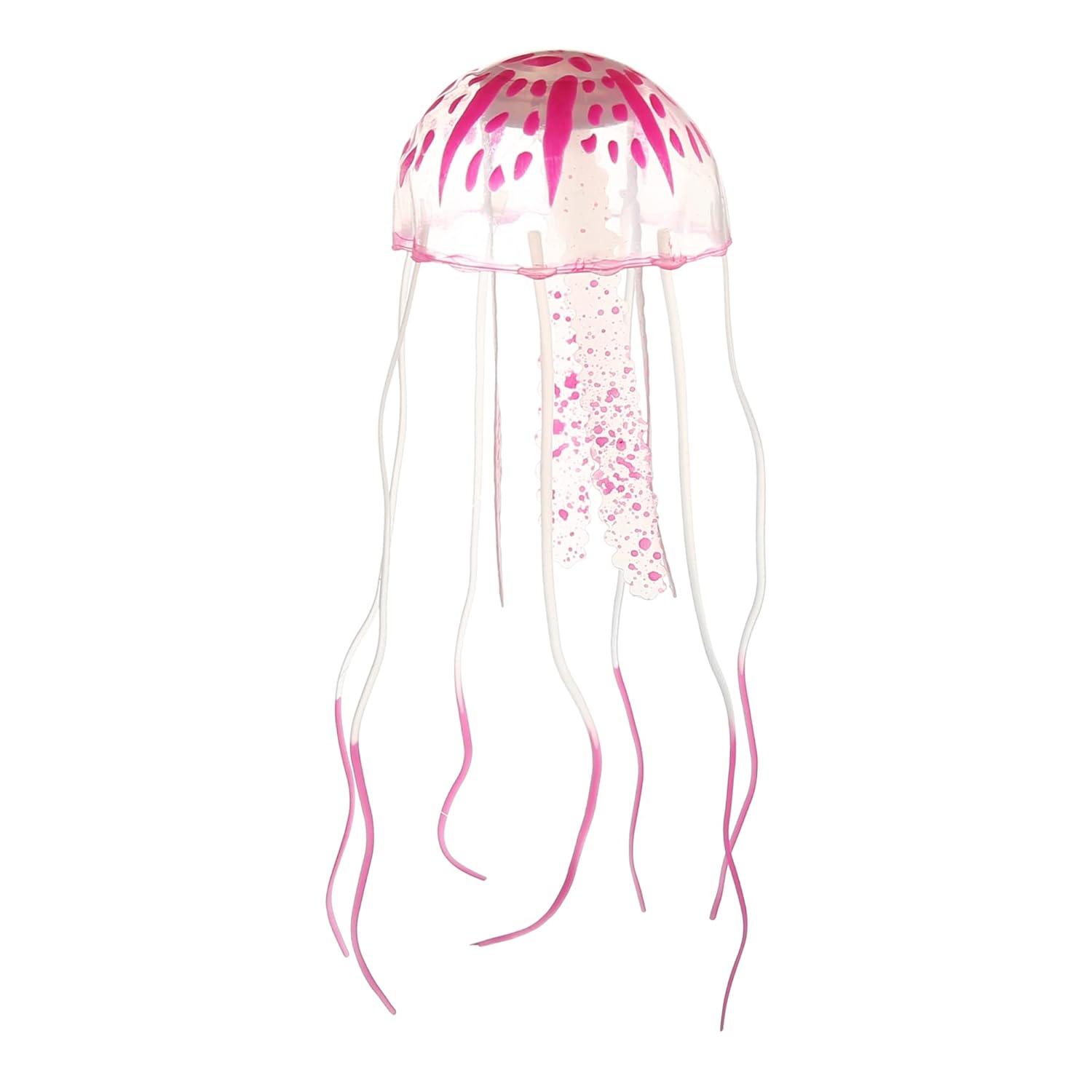 Unique Bargains Aquarium Jellyfish Glow Decoration with Suction Cup 2.3"x5.9" Pink