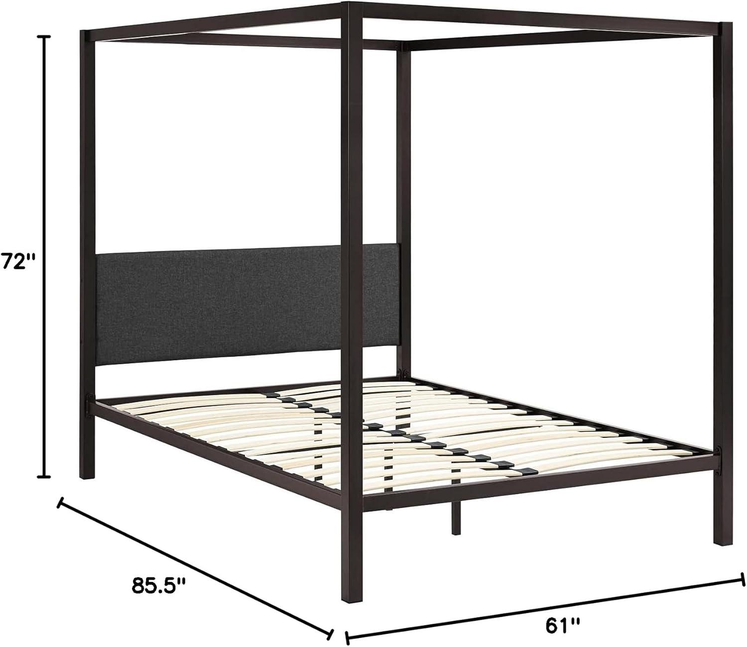 Modern Contemporary Urban Design Bedroom Queen Size Platform Bed Frame, Metal Steel, Brown