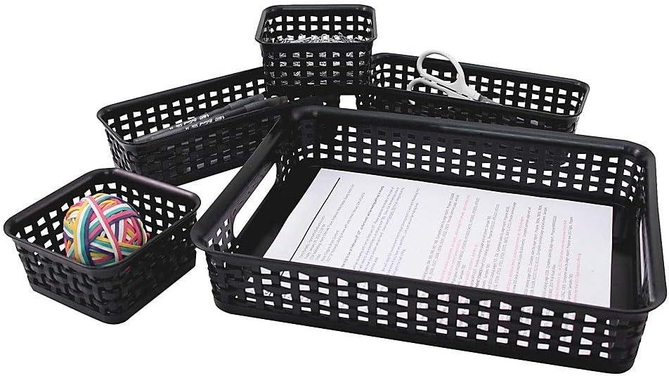 Advantus Thinkspace Plastic Weave Bins Black 5/Pack 37530