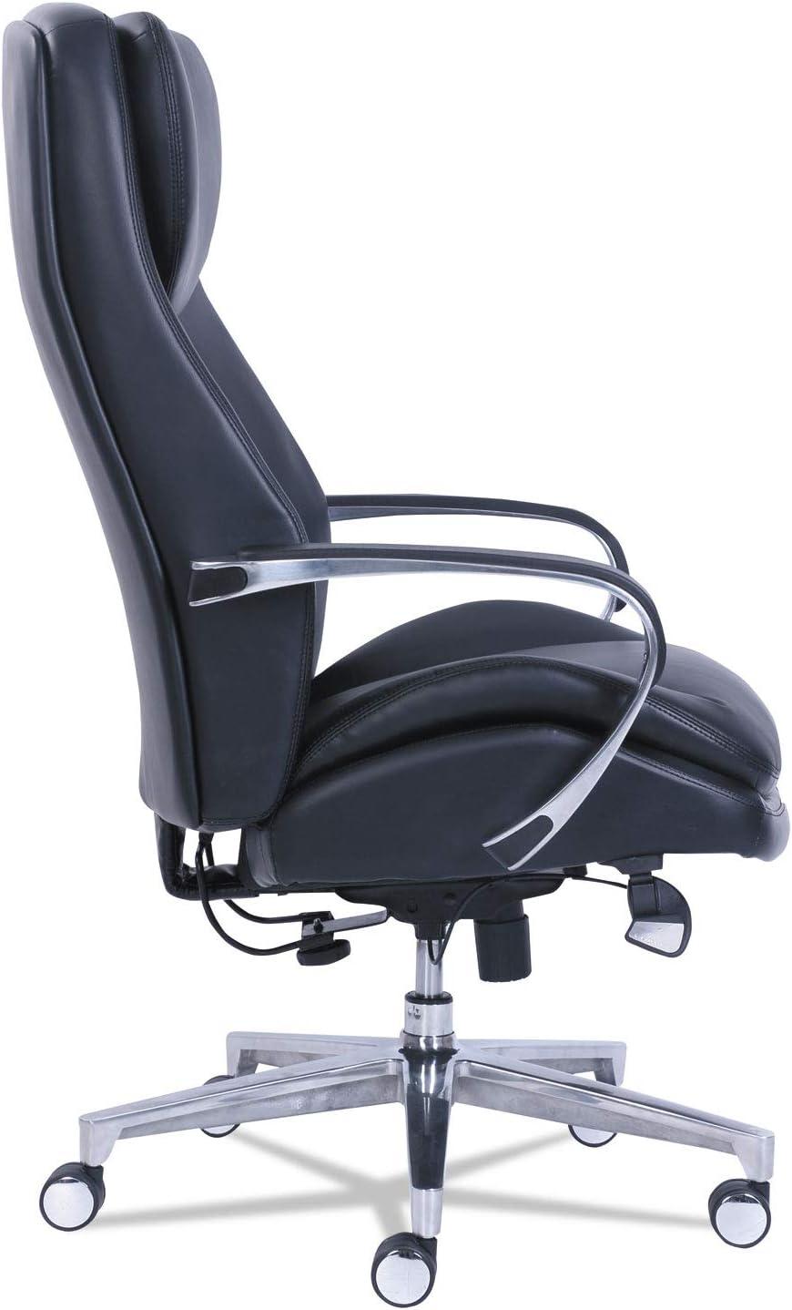 La-Z-Boy Commercial 2000 Big/Tall Executive Chair, Lumbar, Supports 400 lb, 20.25" to 23.25" Seat Height, Black Seat/Back, Silver Base