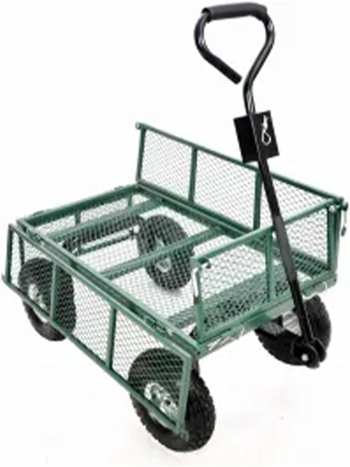 Green Thumb 70108 4 Wheel Mesh Garden Cart With Sidewalls