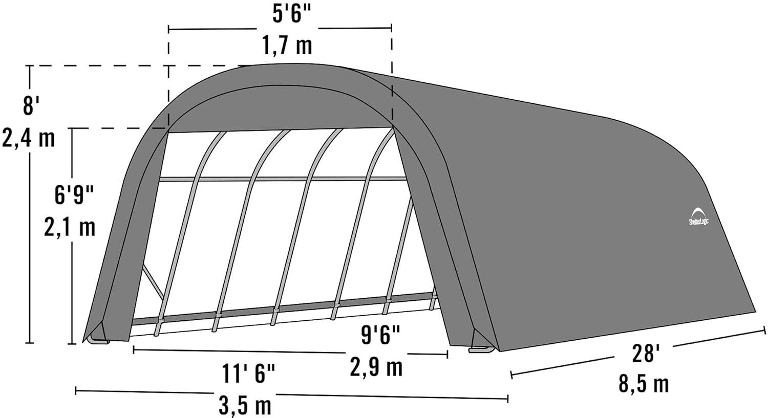 ShelterLogic Round Style Shelter, Green Cover