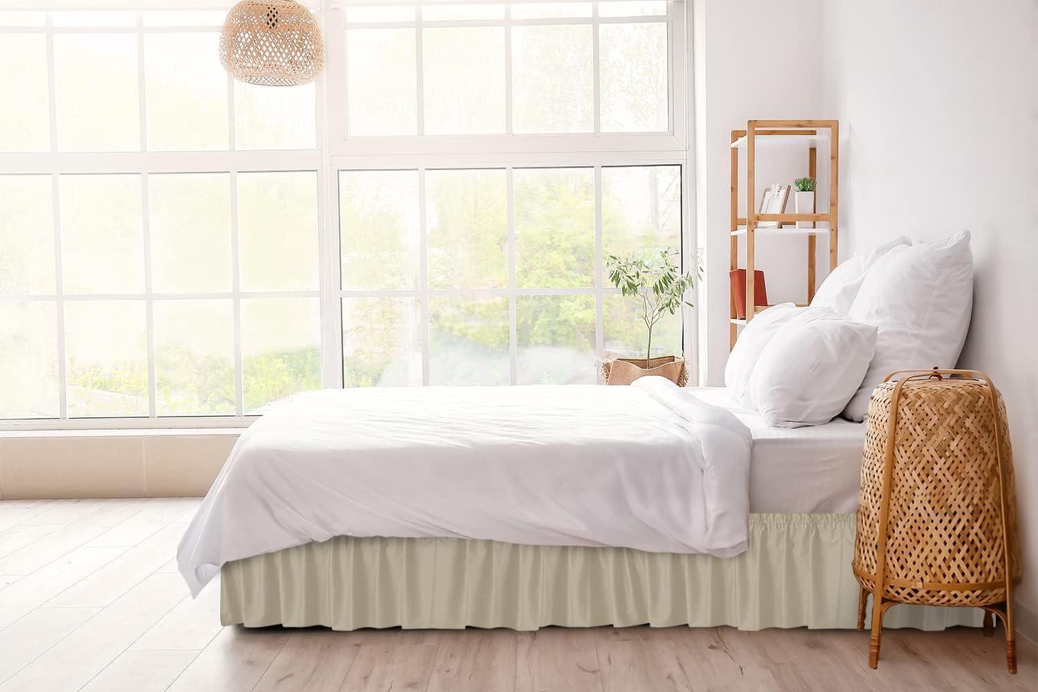 CGK Linens Ruffled Elastic Wrap Around Tailored Bed Skirt