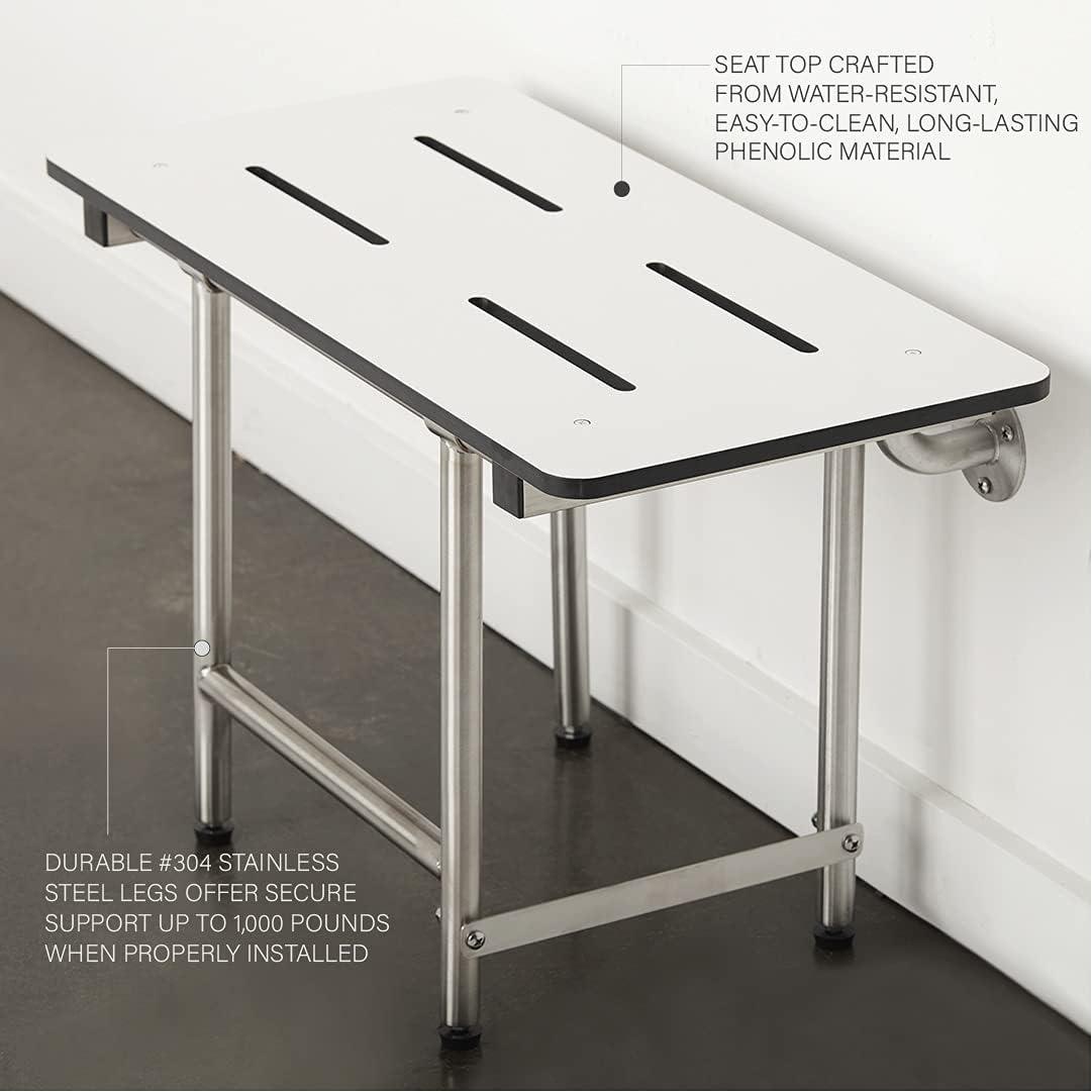 Seachrome White Bariatric Transfer Bench Seat with Legs