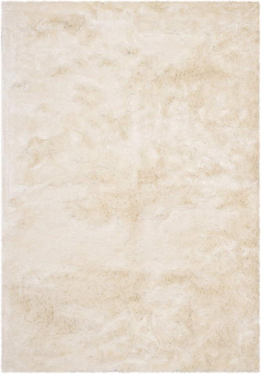 Ivory Elegance Hand-Tufted Wool Blend Shag Rug - 2' x 3'