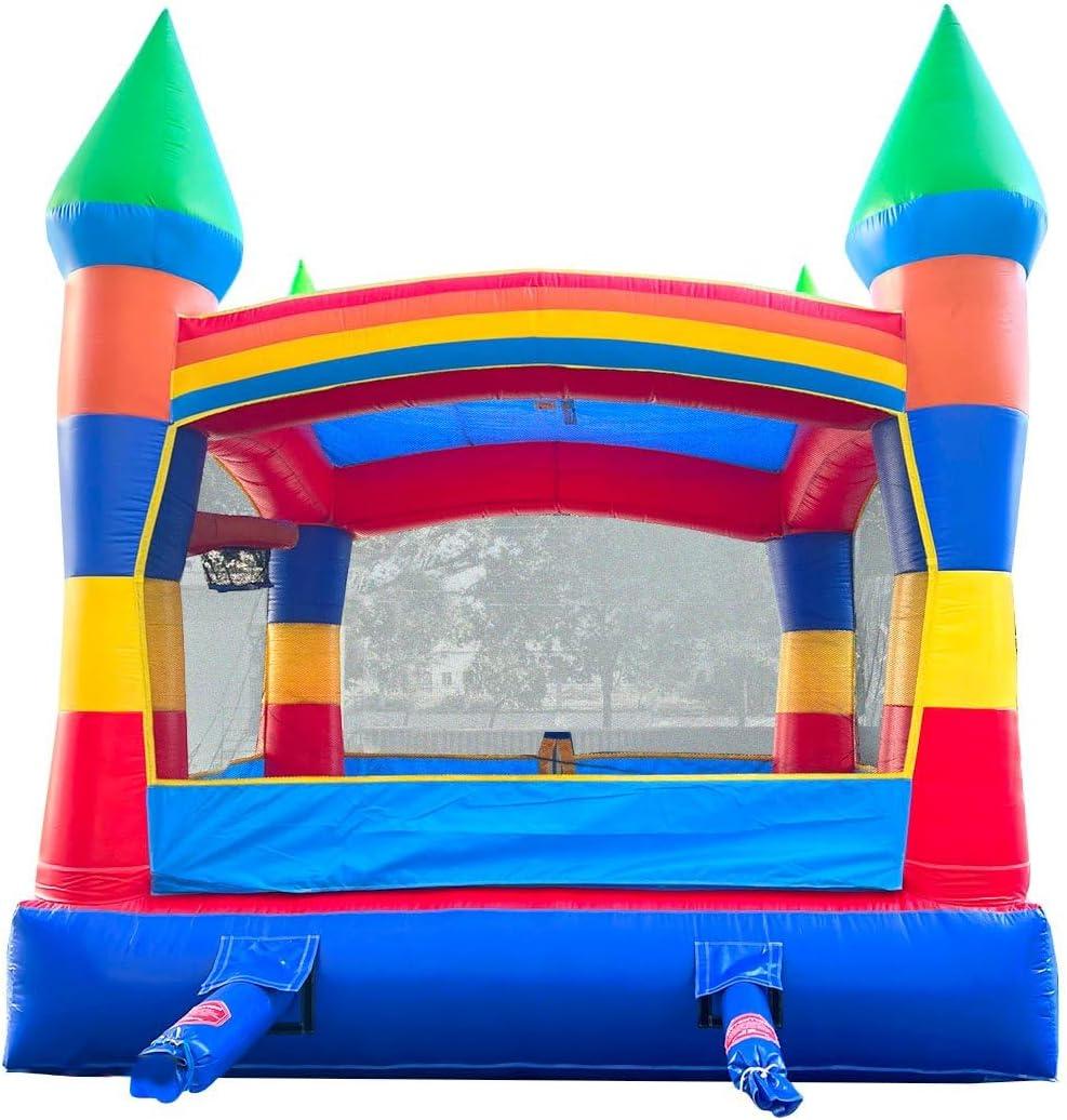 Pogo Bounce House Pogo Bounce House Crossover Inflatable Bounce House, Commercial Grade Party Playhouse Deluxe Rainbow Unit & Blower, For Kids & Toddlers, Backyard Outdoor Jump Fun, w/ Stakes & Storage Bag 13x12x14.5ft
