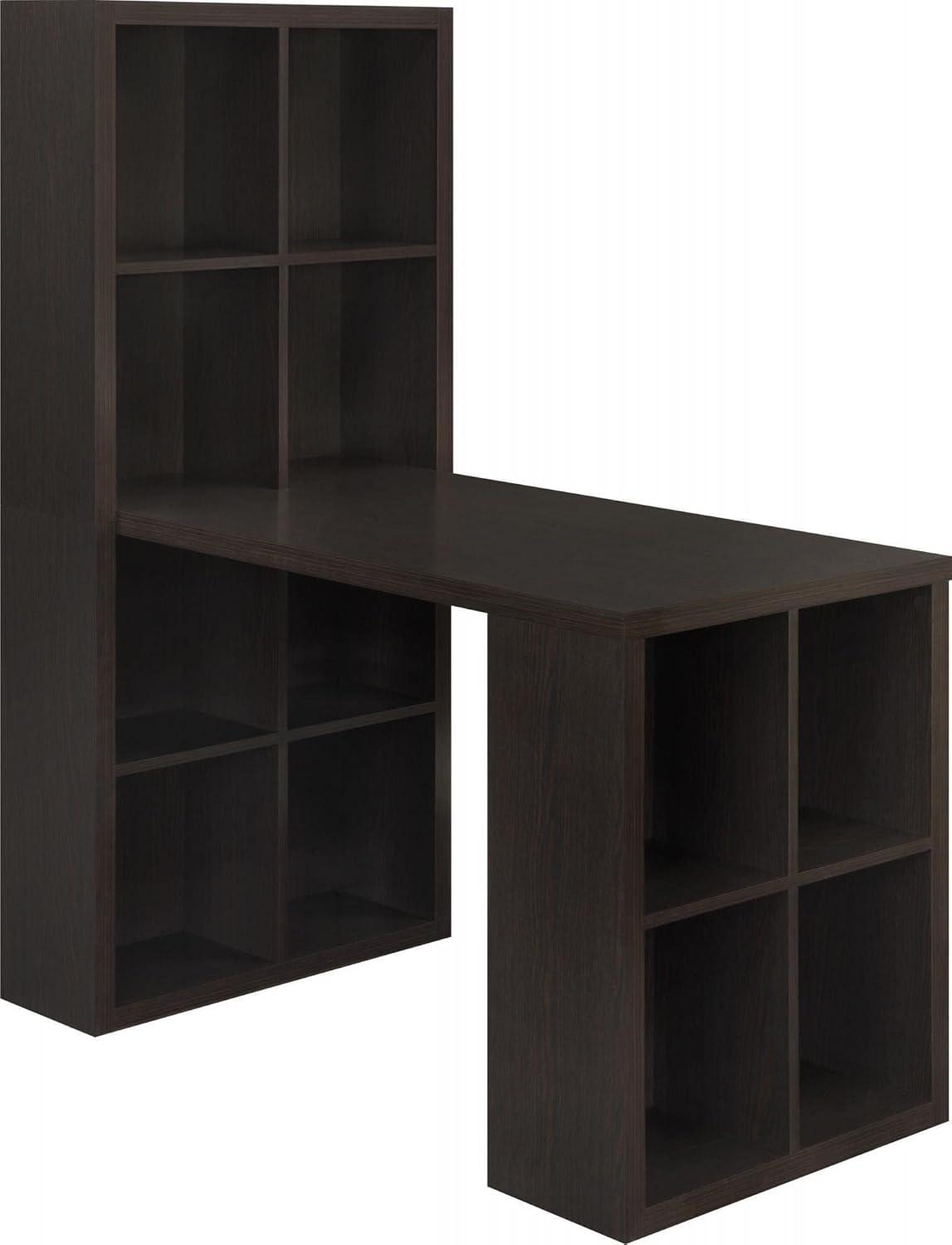 Espresso Engineered Wood Large Craft Desk with Ample Storage