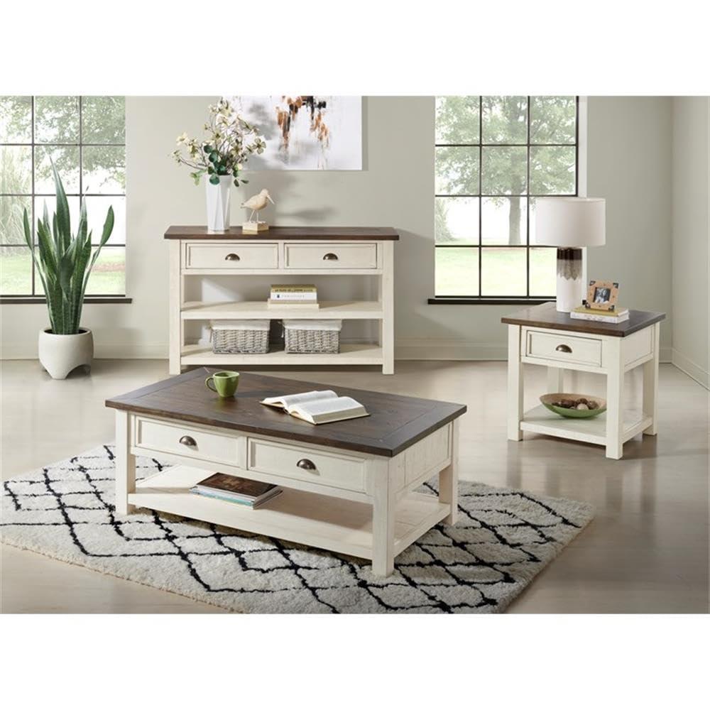 Martin Svensson Home Monterey 50" Coffee Table, Cream White and Brown